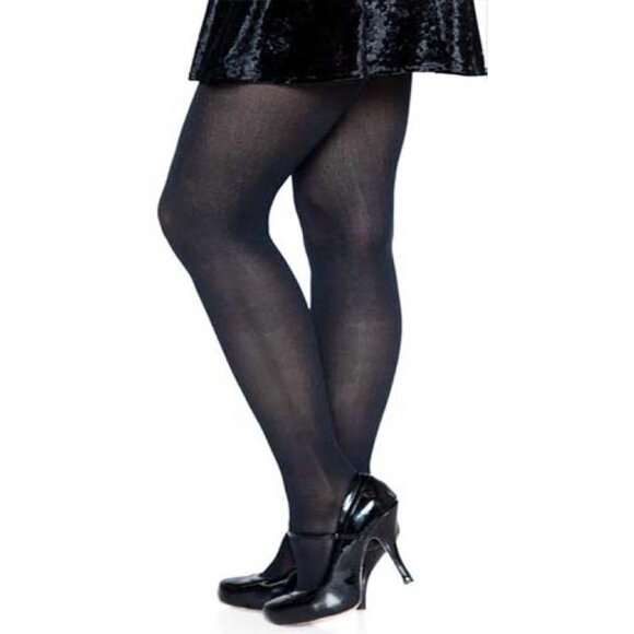 Opaque Nylon Lycra Tights Womens Plus Size Queen Stretchy Black Pantyhose - Picture 5 of 6